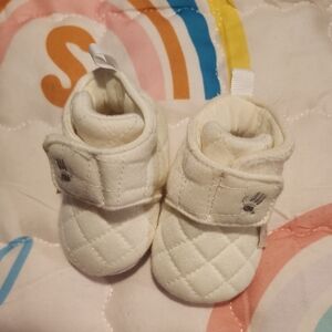 Quilted White Baby Booties